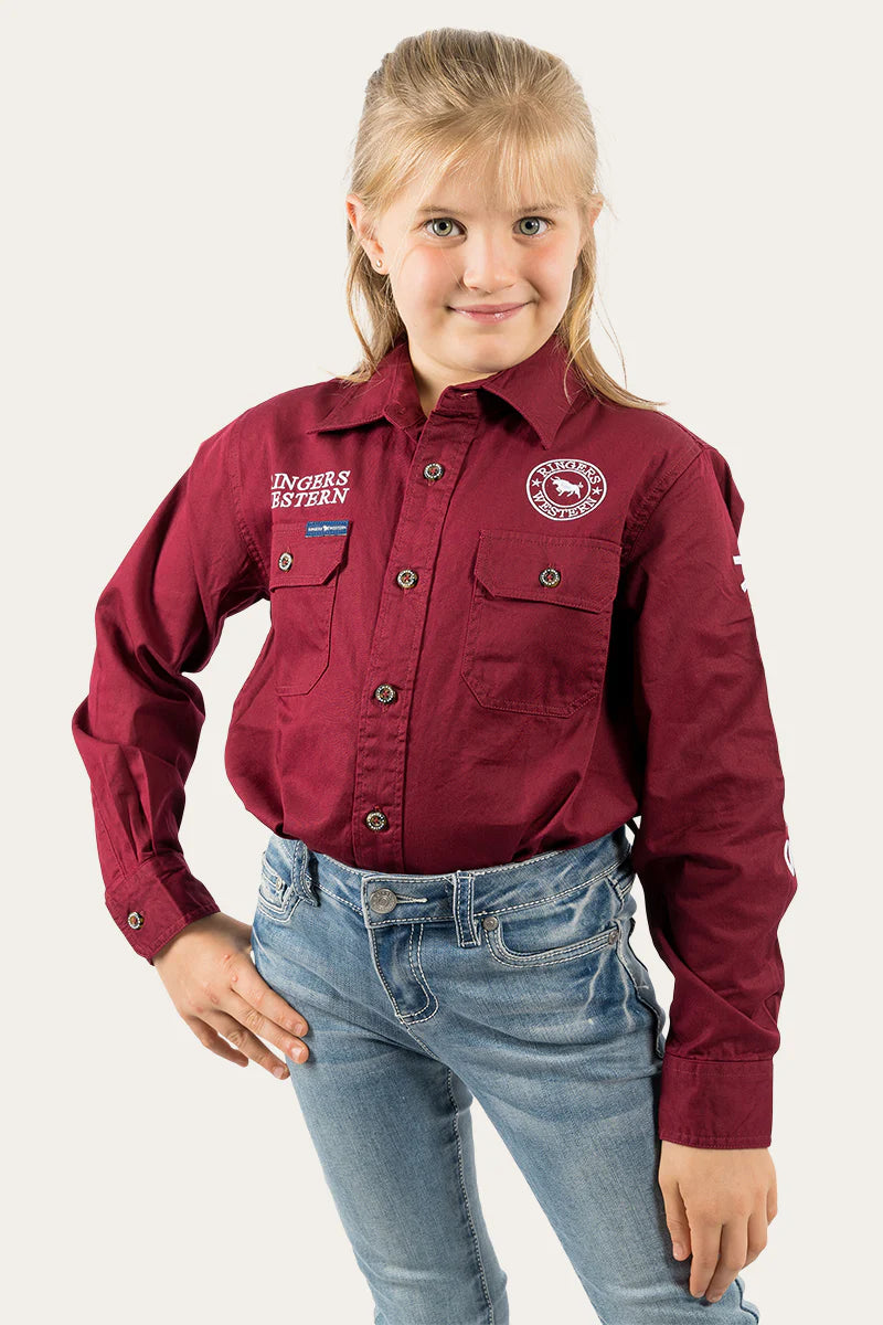 Load image into Gallery viewer, Ringers Western Jackaroo Kids LS Full Button Embroidered Workshirt
